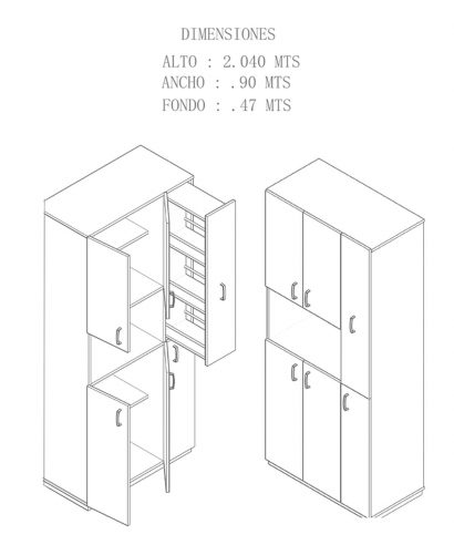 4-ALACENA-MULTIFUNCIONAL Alacena multifuncional Siena isometrico